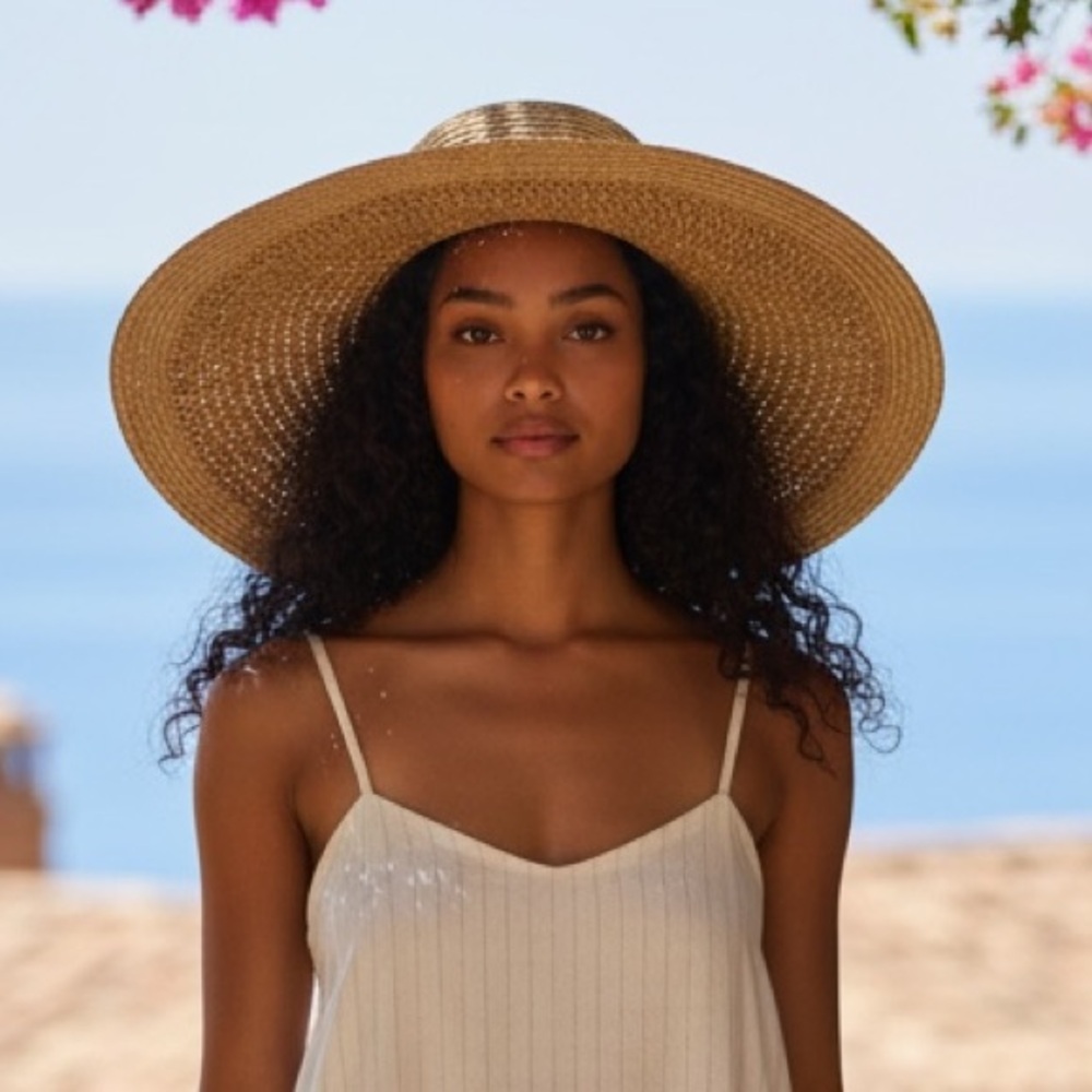 J. Crew Floppy Wide Brim Woven Beach Sun Hat Packable One Size